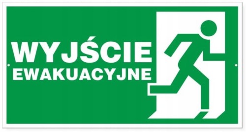 Tabliczka WYJŚCIE EWAKUACYJNE NAPIS W PRAWO