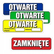 TABLICZKA LAMINOWANA ZAMKNIĘTE OTWARTE DO SKLEPU