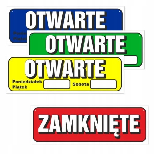 TABLICZKA LAMINOWANA ZAMKNIĘTE OTWARTE DO SKLEPU