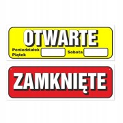 TABLICZKA LAMINOWANA ZAMKNIĘTE OTWARTE DO SKLEPU