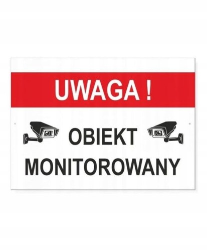 Tabliczka UWAGA OBIEKT MONITOROWANY duża 35x25