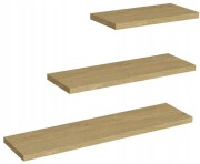 Potrójna półka wisząca ścienna Dąb Kamienny zestaw 30 45 60 cm