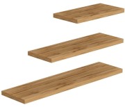 Komplet 3 półek ściennych Dąb Wotan 30 45 60 cm z ukrytym montażem